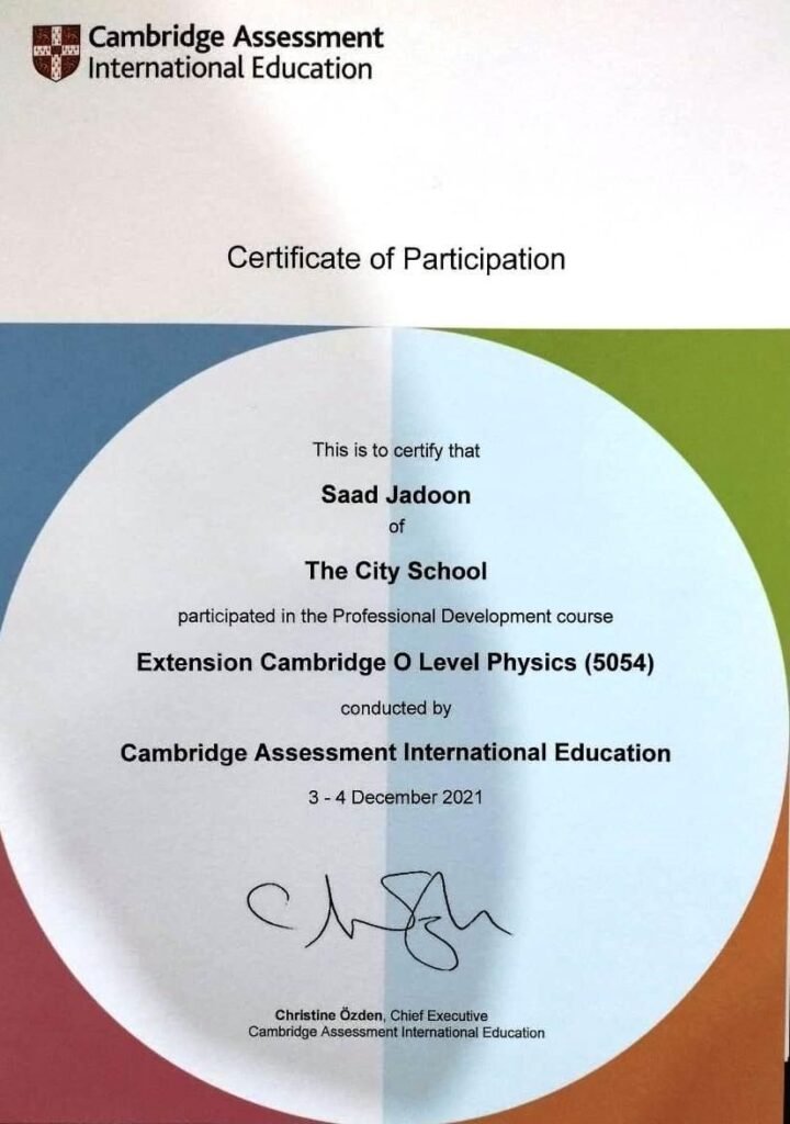 Cambridge Certifed tutor for O level Physics in Islamabad